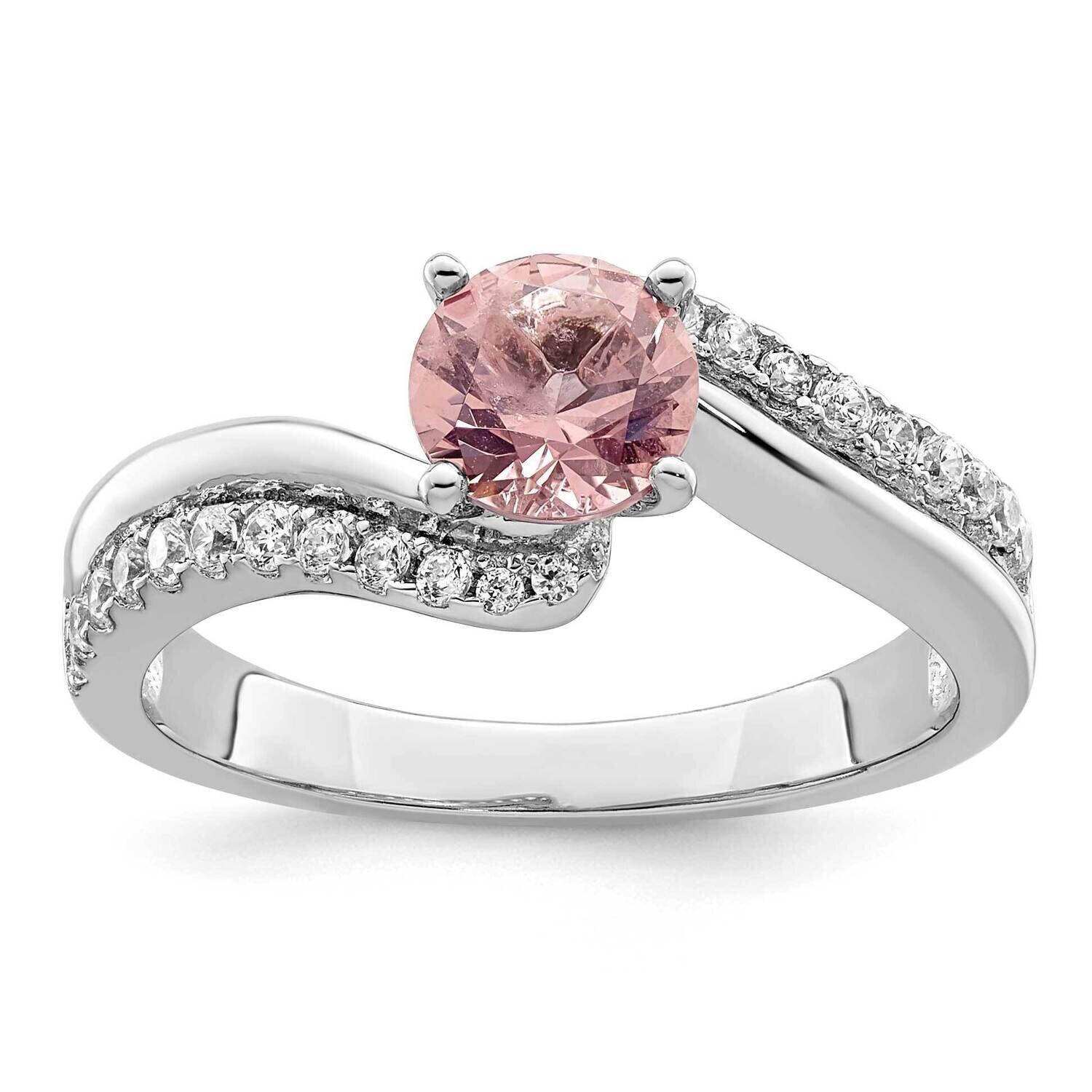 Pink CZ Diamond Ring Sterling Silver Rhodium-Plated QR7370, MPN: QR7370,