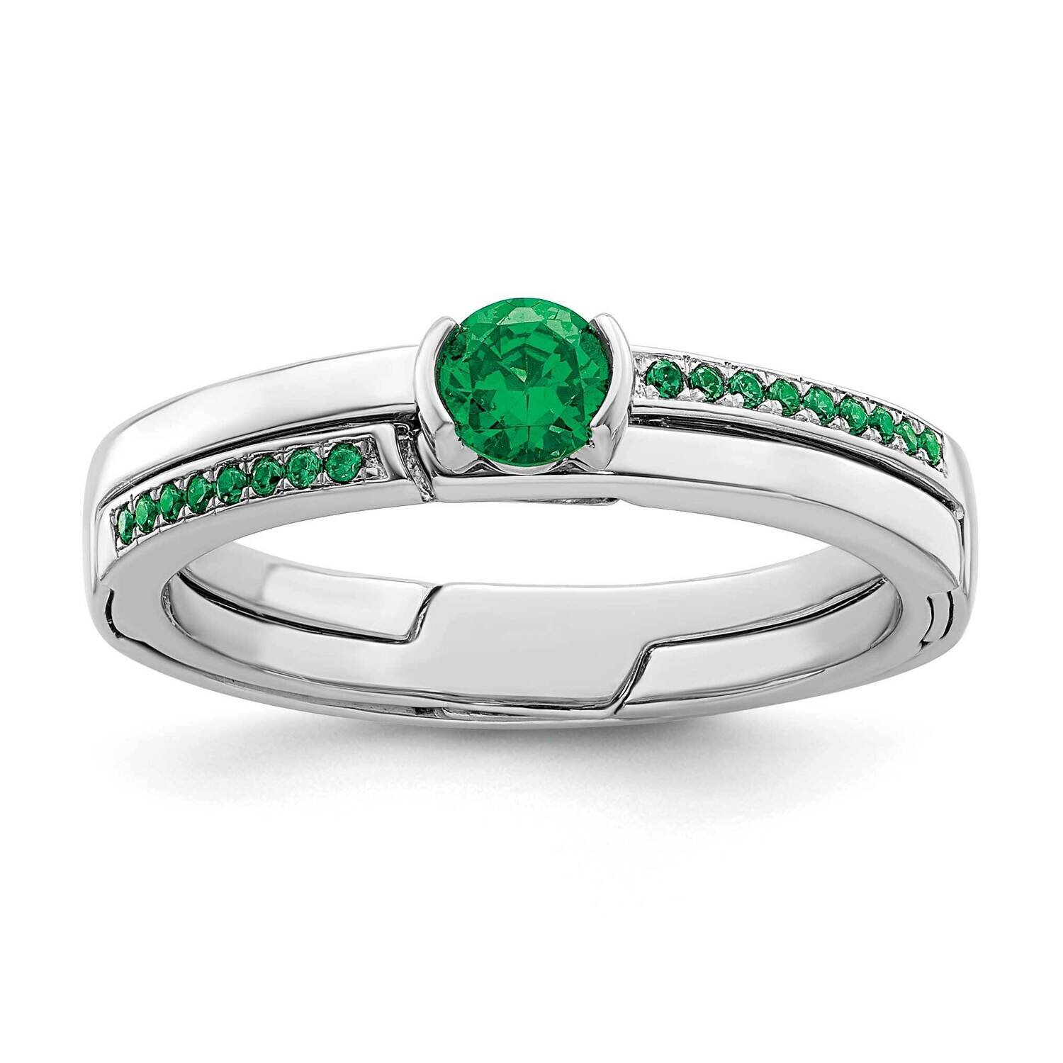 Green CZ Diamond Ring Sterling Silver Rhodium-Plated QR7384, MPN: QR7384,