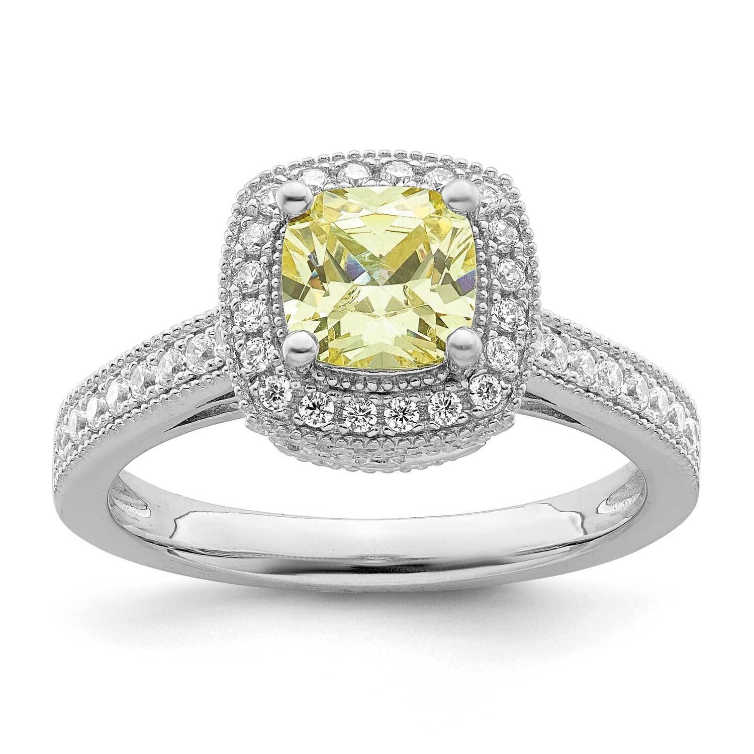 White and Yellow CZ Diamond Ring Sterling Silver Rhodium-Plated QR7389, MPN: QR7389,