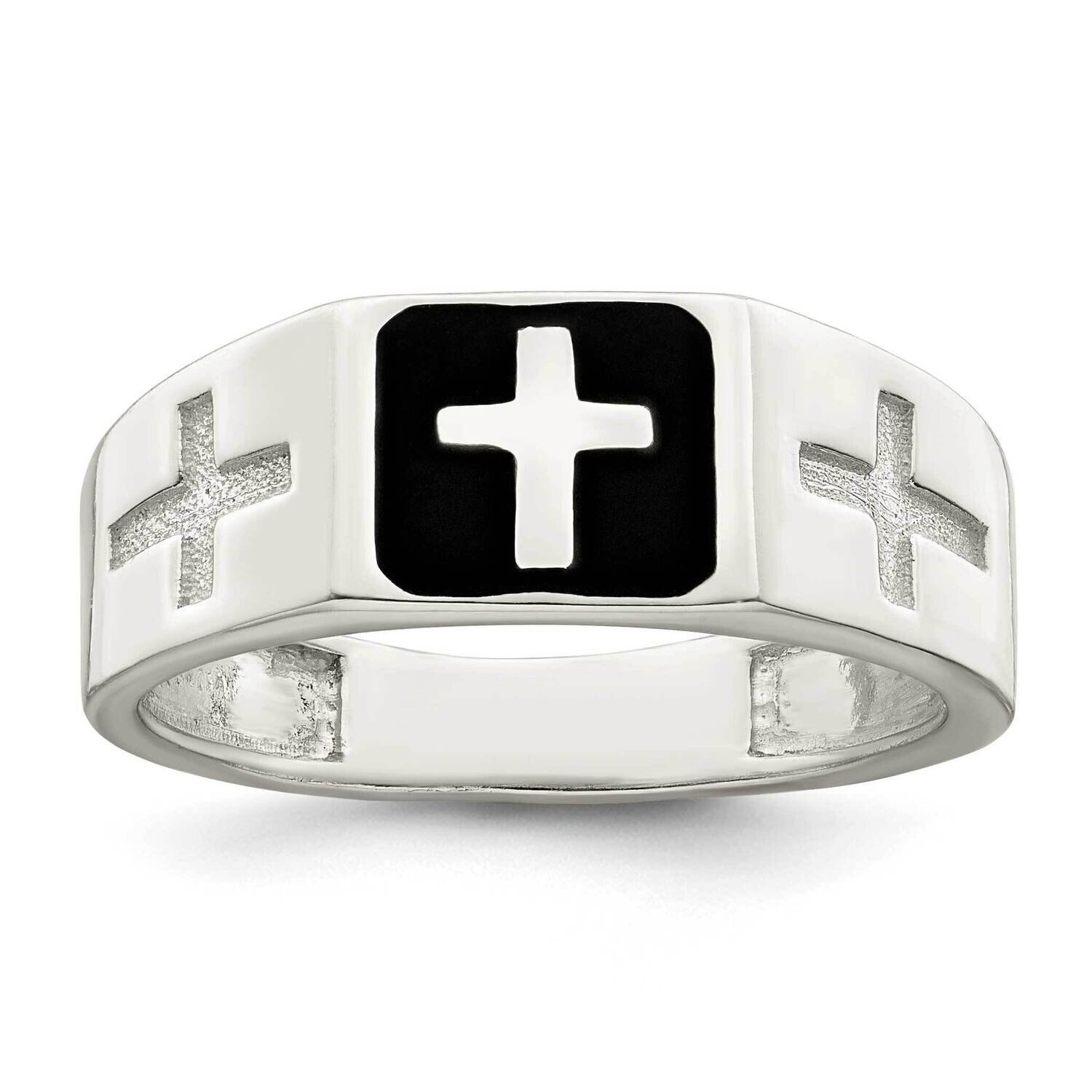 Enameled Cross Ring Sterling Silver QR7407, MPN: QR7407,