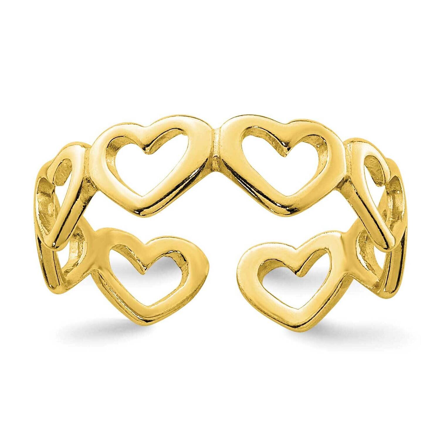 Cut-Out Hearts Toe Ring Sterling Silver Gold-Tone QR830GP
