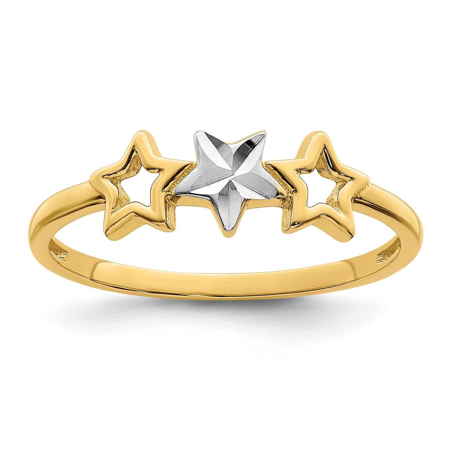 Rhodium 3-Star Ring 14k Gold R947, MPN: R947, 196904042076