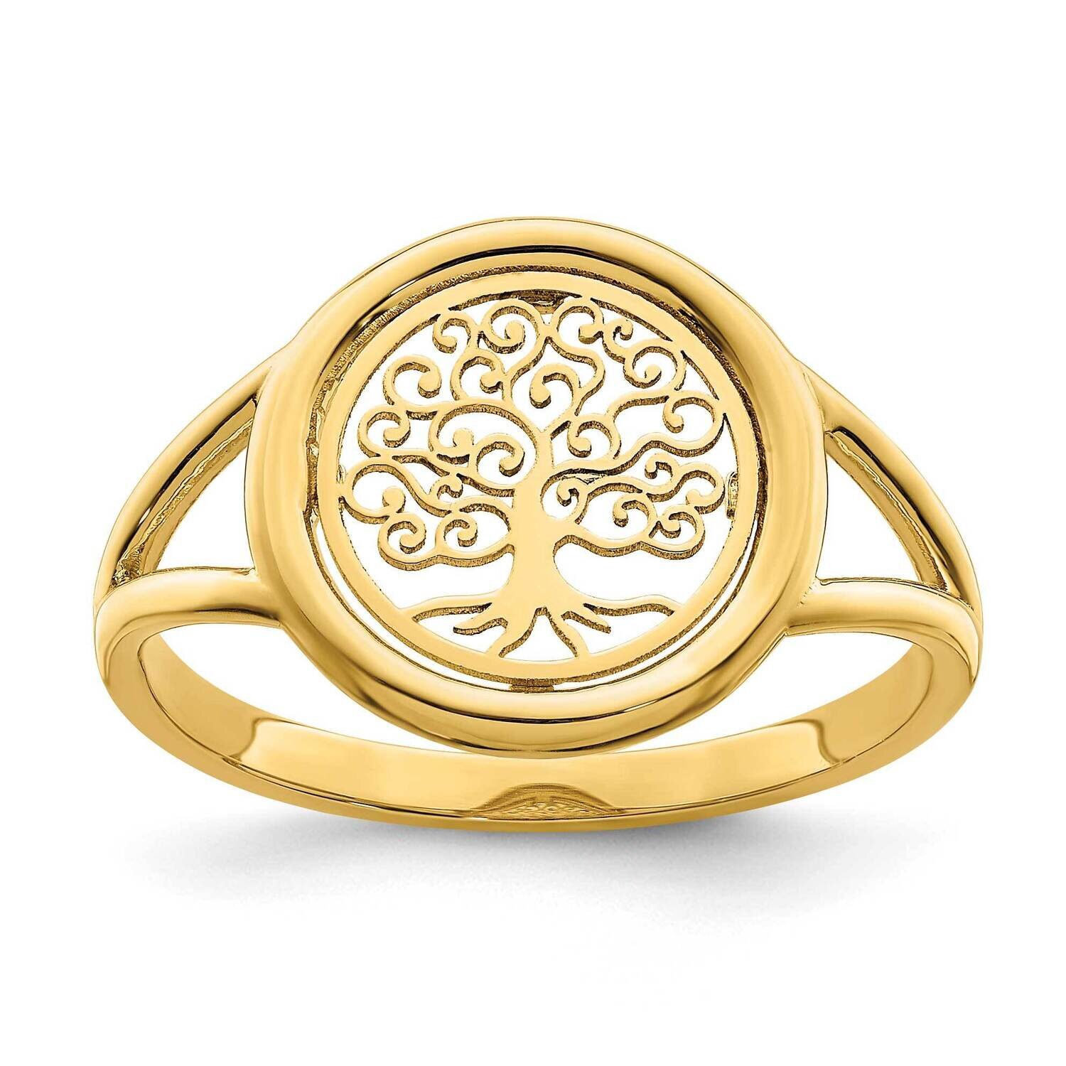 Tree of Life In Circle Ring 14k Gold Polished R949, MPN: R949, 196904042007