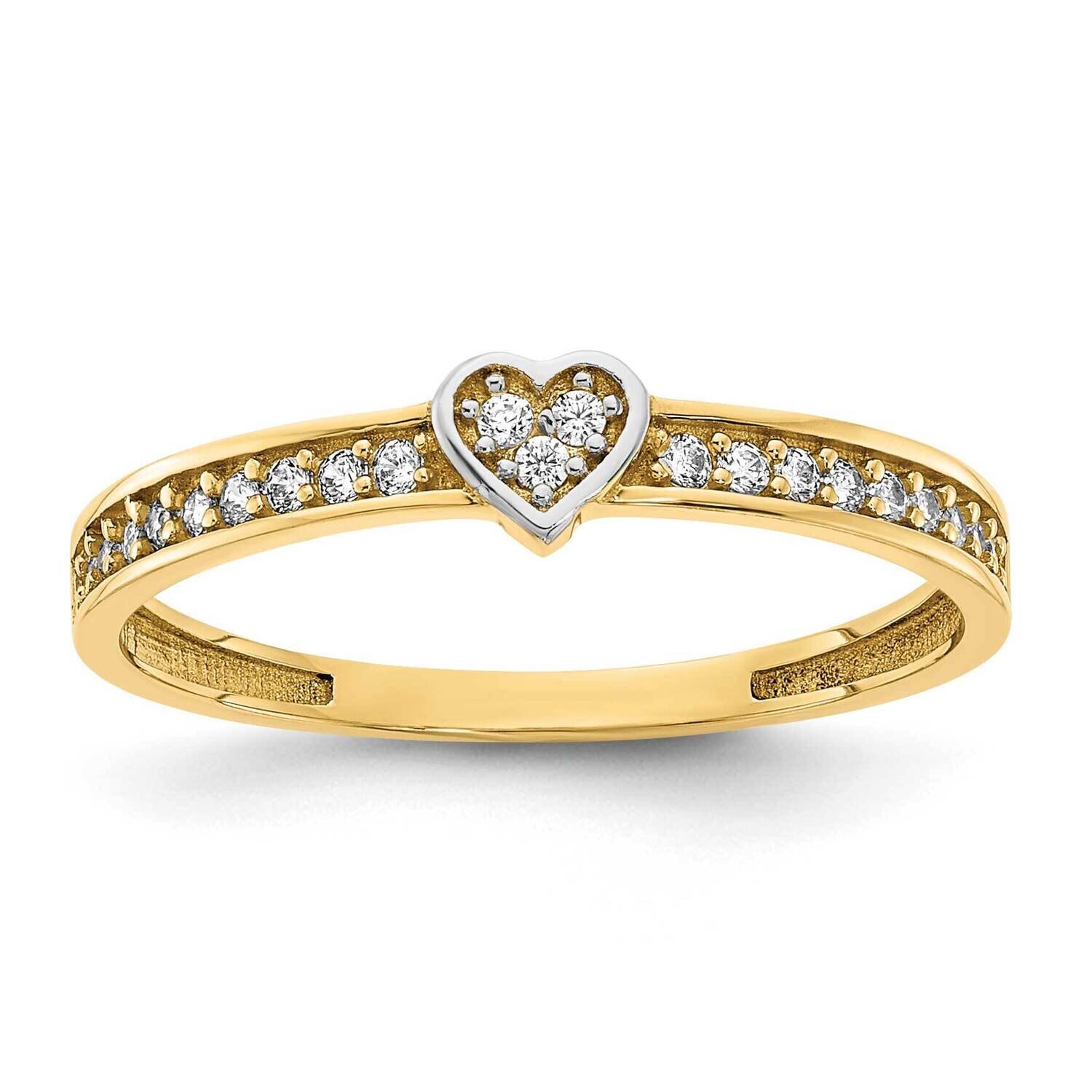 Polished with Heart and CZ Diamond Ring 14k Gold with White Rhodium R956, MPN: R956, 196904041680