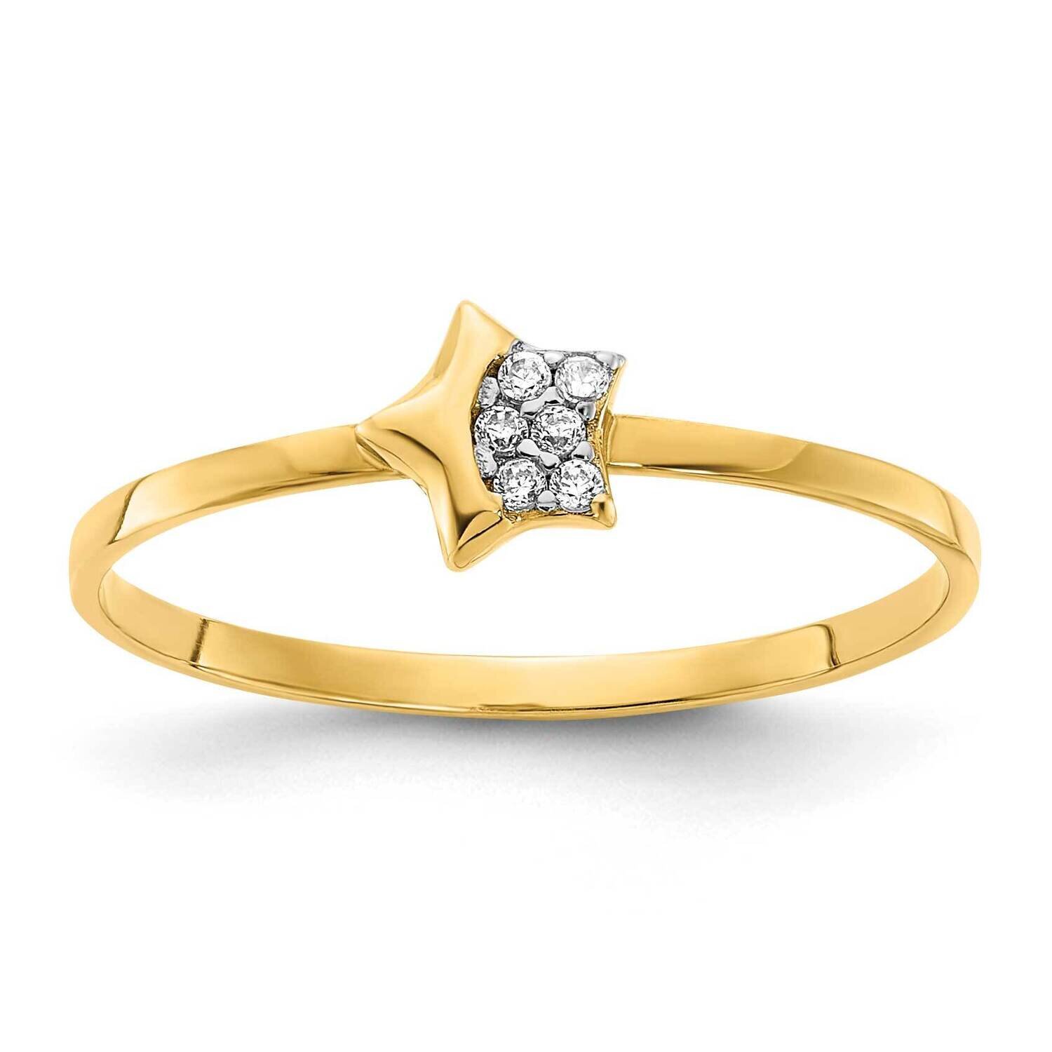 CZ Diamond Star Ring 14k Gold Polished R957, MPN: R957, 196904041635