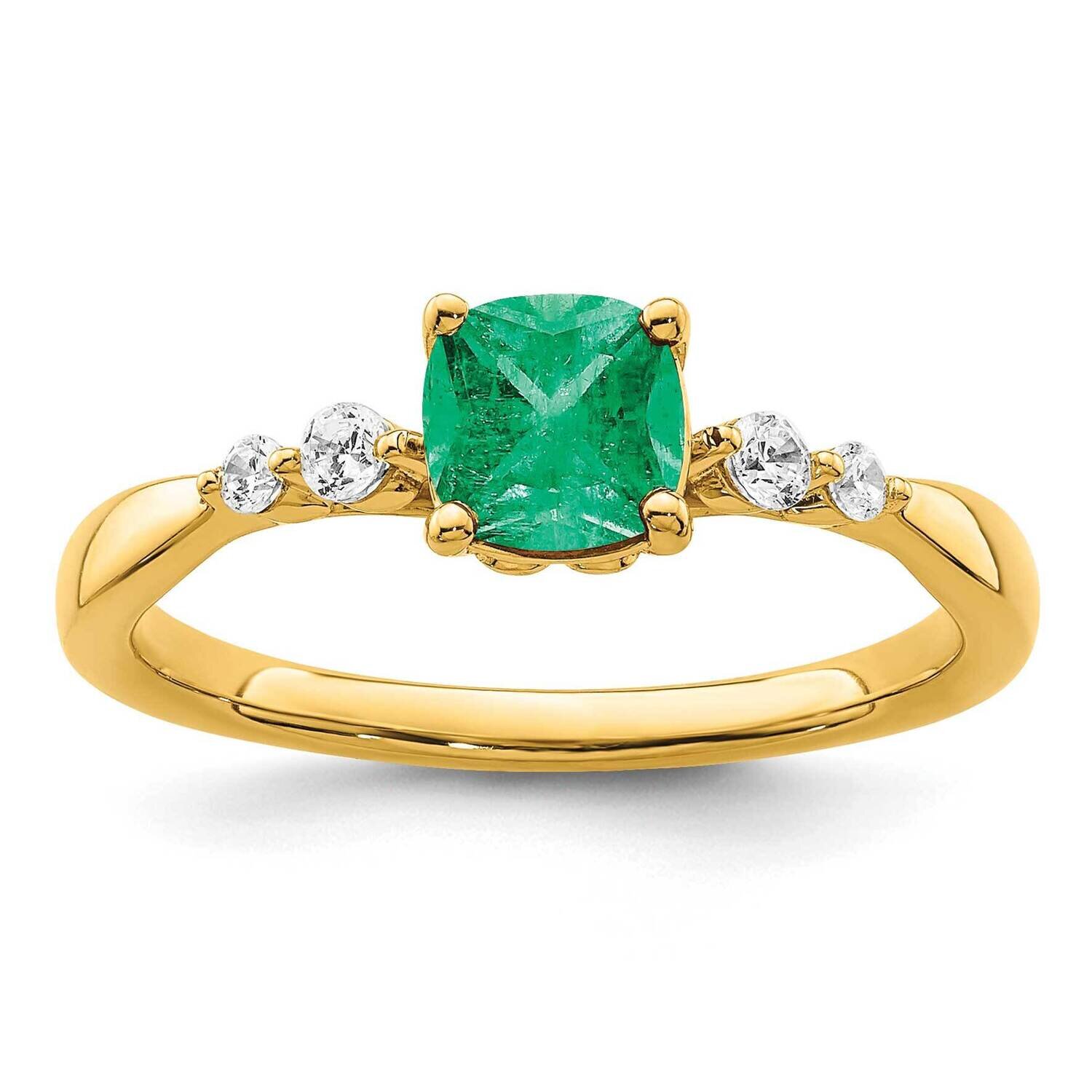 Polished Emerald and Diamond Ring 14k Gold RM8149-EM-055-YA, MPN: RM8149-EM-055-YA,