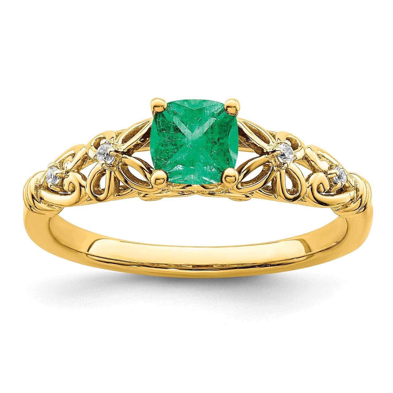 Polished Emerald and Diamond Ring 14k Gold RM8175-EM-055-YA, MPN: RM8175-EM-055-YA,
