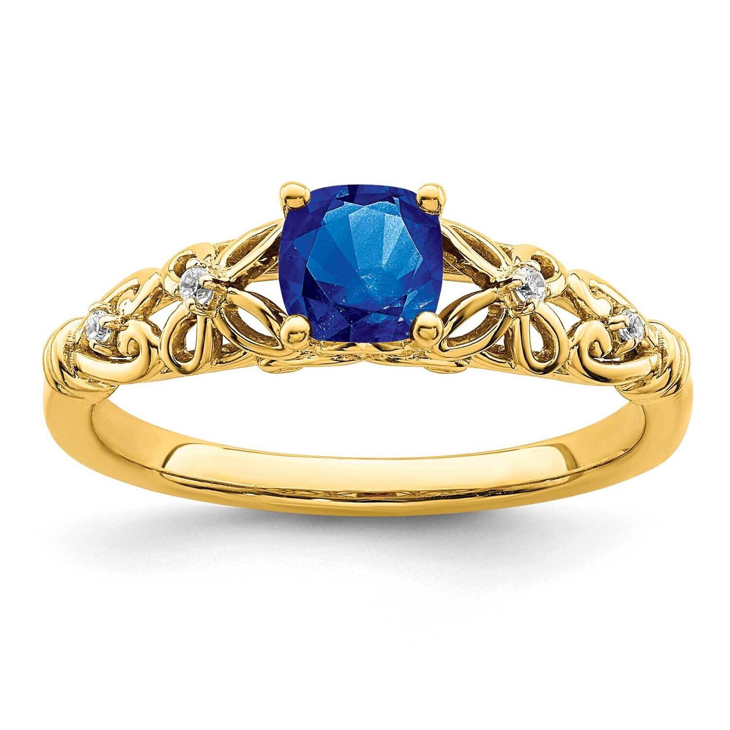 Polished Sapphire and Diamond Ring 14k Gold RM8175-SA-055-YA, MPN: RM8175-SA-055-YA,