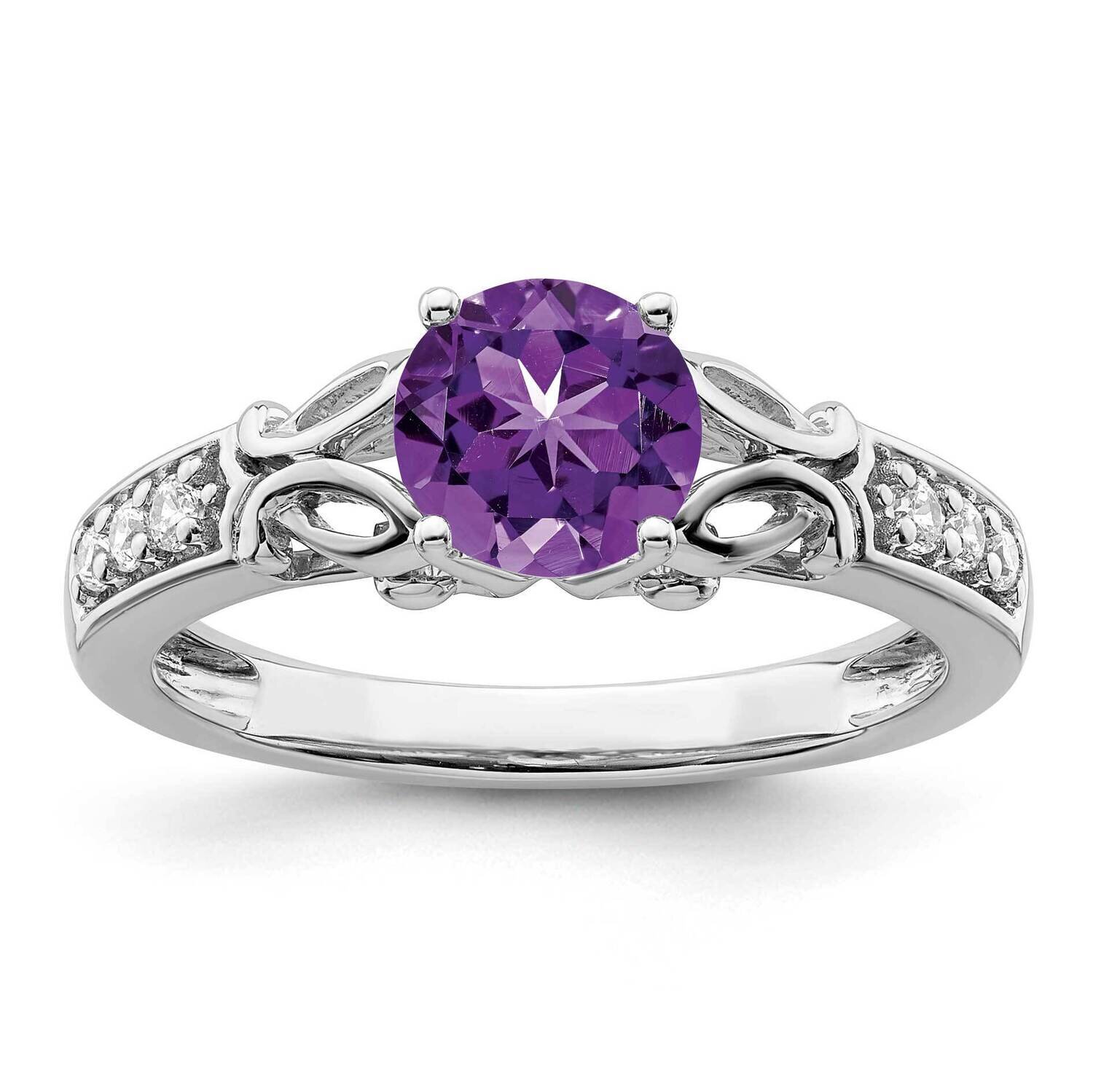 Amethyst and Diamond Ring 14k White Gold Polished RM8182-AM-109-WA, MPN: RM8182-AM-109-WA,