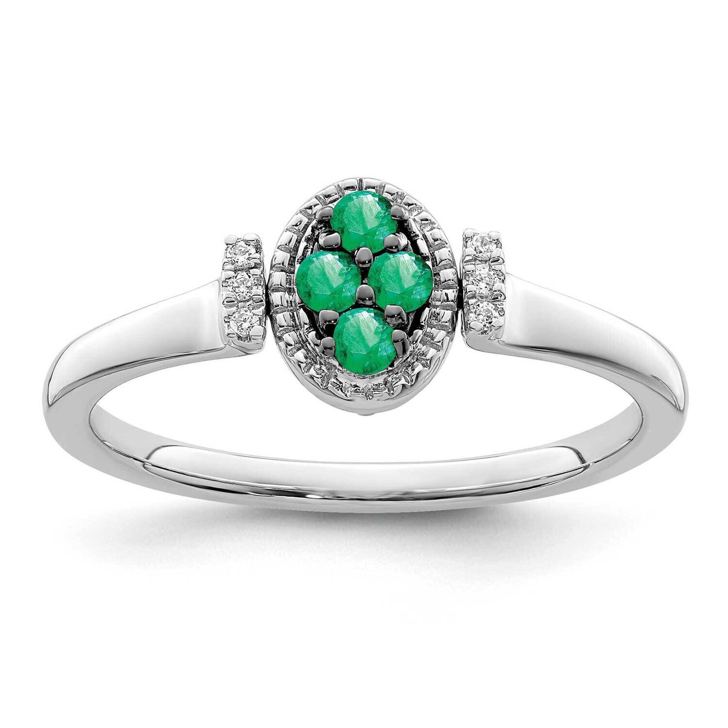 Emerald and Diamond Flip Ring 14k White Gold Polished RM8237-EM-012-WA