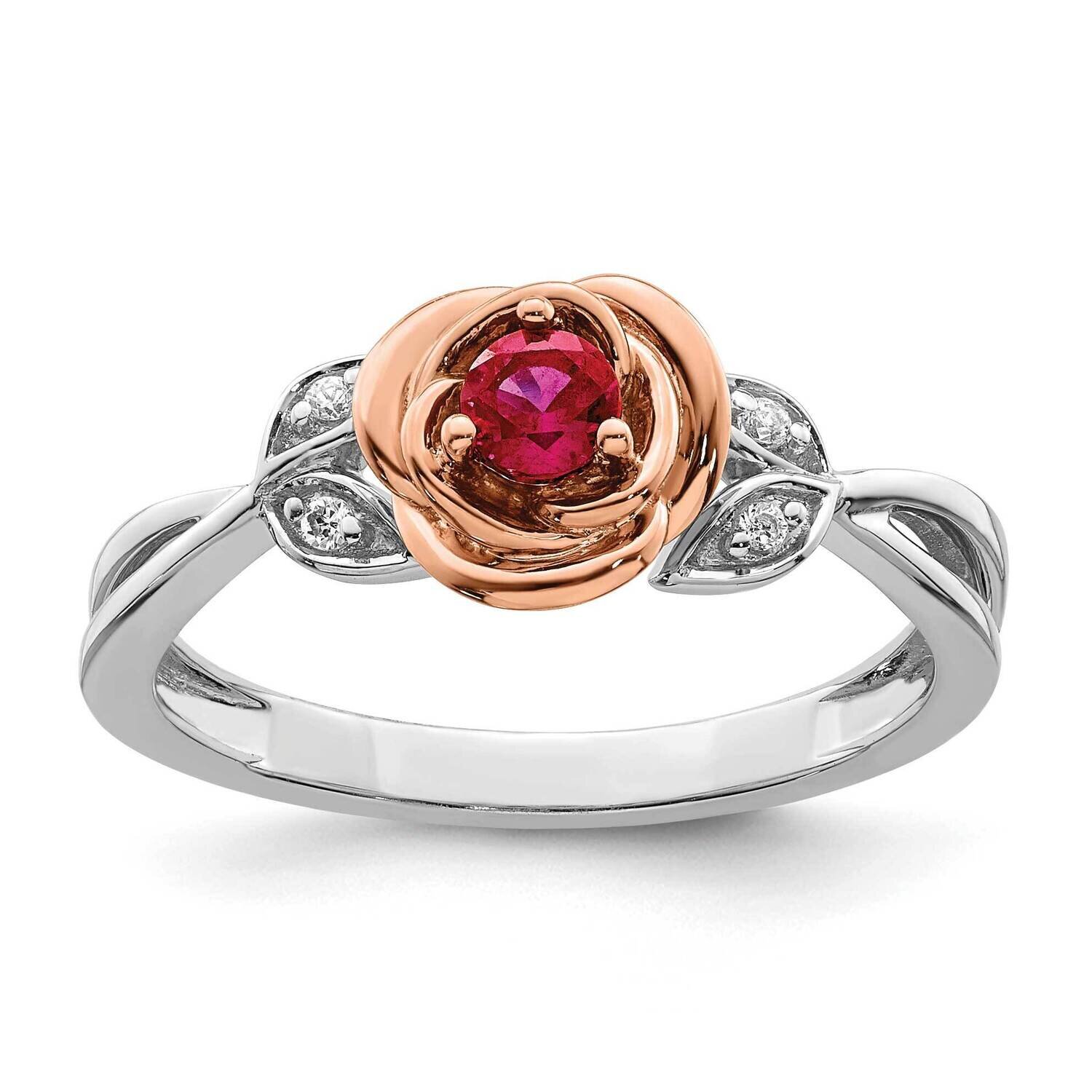 White &amp; Rose Ruby and Diamond Flower Ring 14k Two-Tone Gold RM8266-RU-003-WRA, MPN: RM8266-RU-003-W…