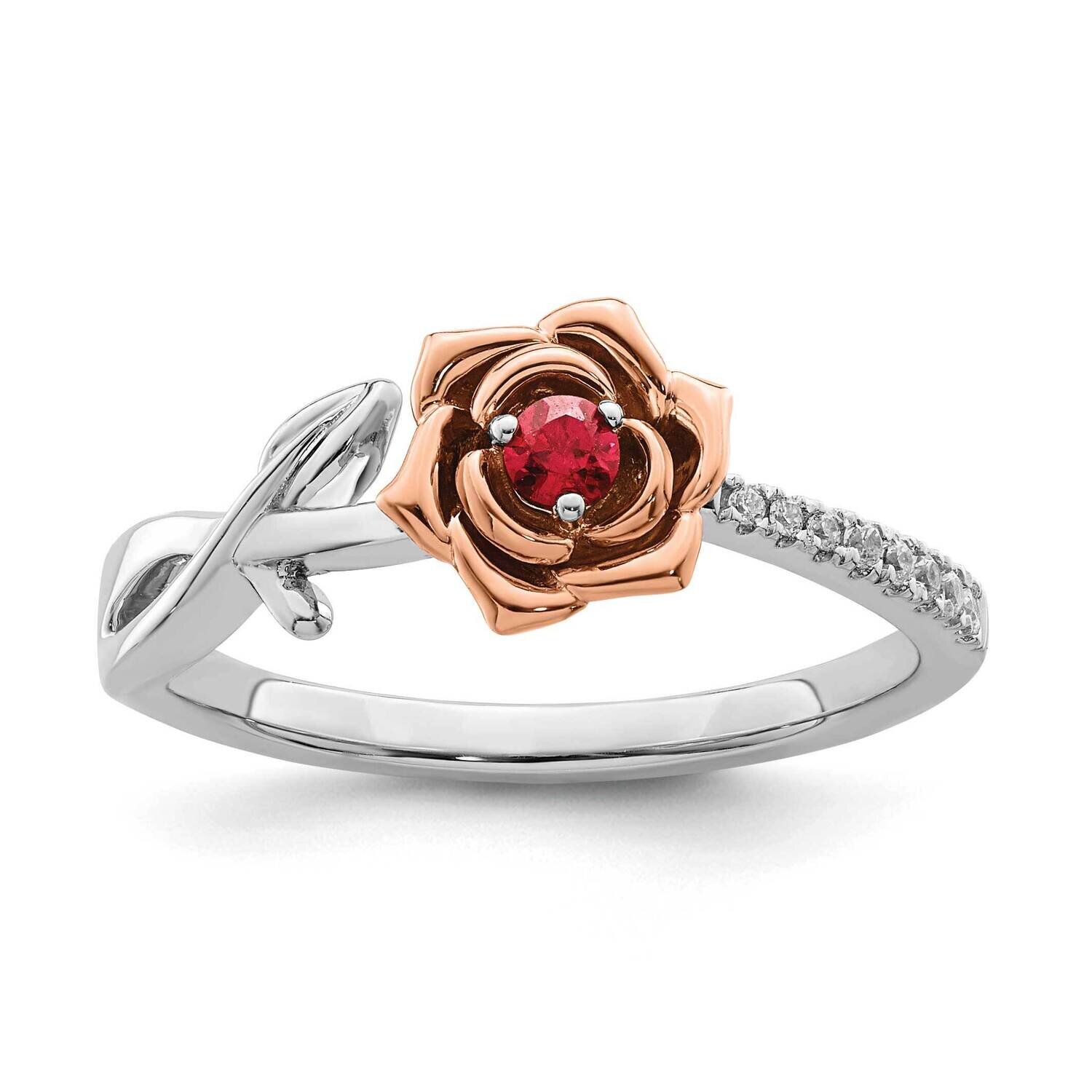 White &amp; Rose Ruby and Diamond Flower Ring 14k Two-Tone Gold RM8274-RU-004-WRA, MPN: RM8274-RU-004-W…