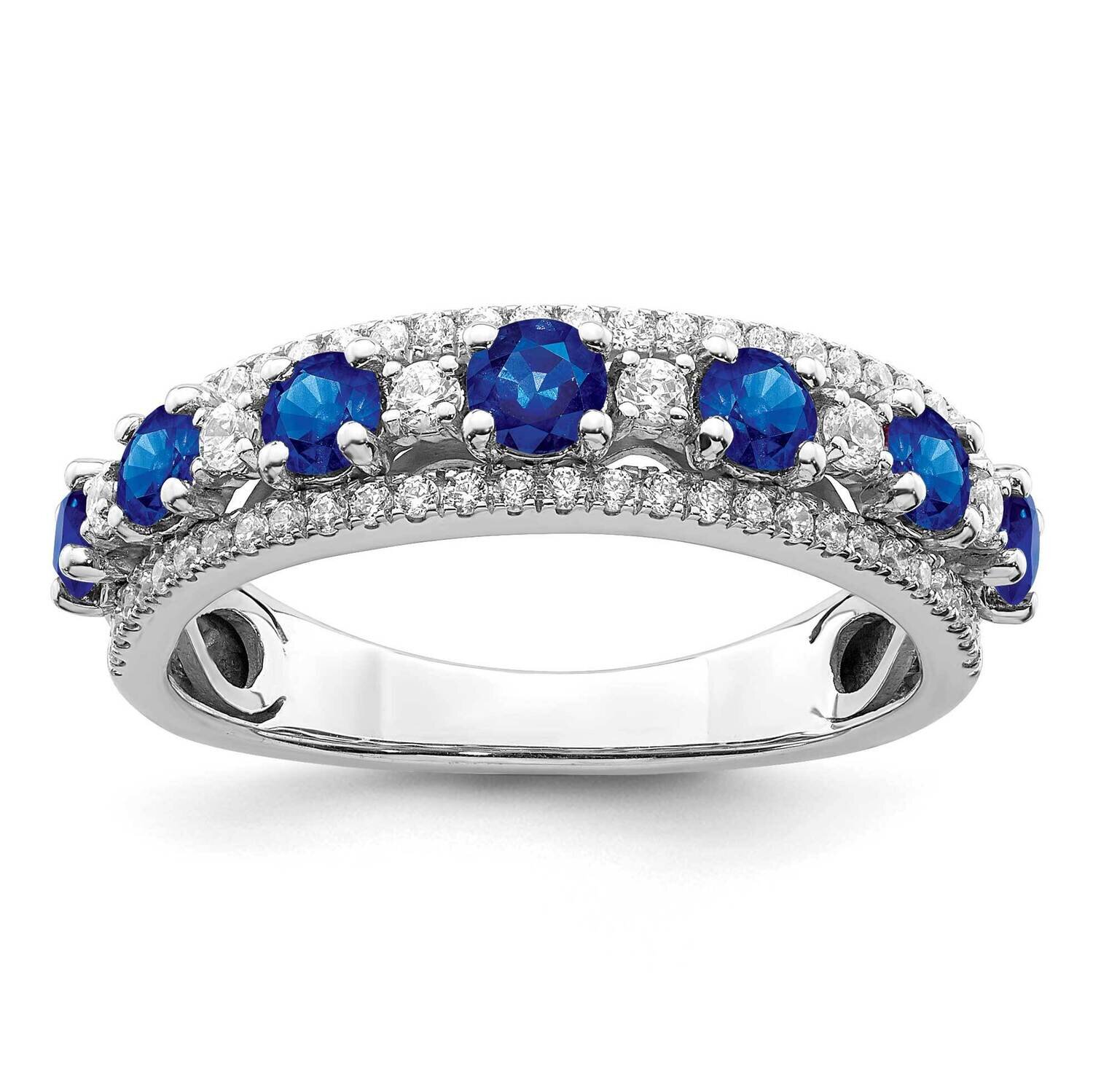 Sapphire and Diamond Ring 14k White Gold Polished RM8392-SA-041-WA, MPN: RM8392-SA-041-WA,