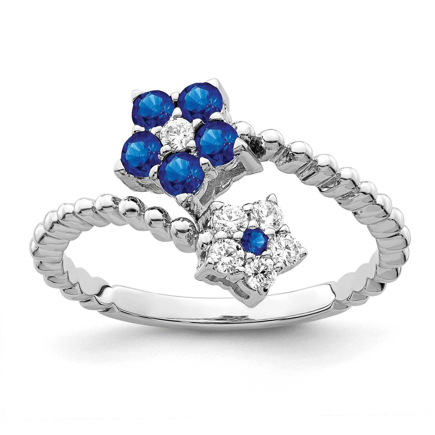 Sapphire and Diamond Floral Ring 14k White Gold Polished RM8393-SA-018-WA