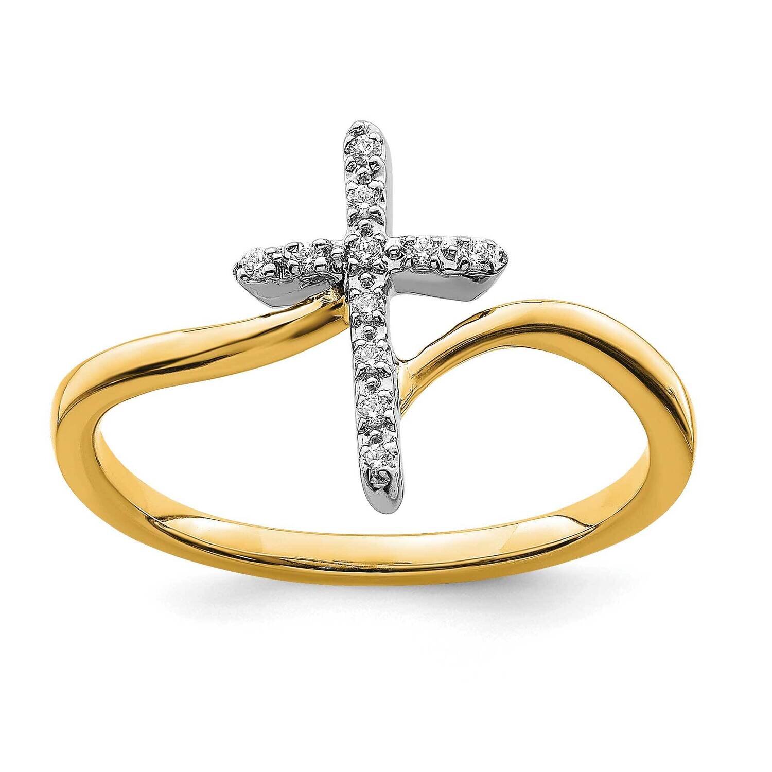 Cross Diamond Ring 14k Two-Tone Gold Polished RM8417-006-YWA, MPN: RM8417-006-YWA,