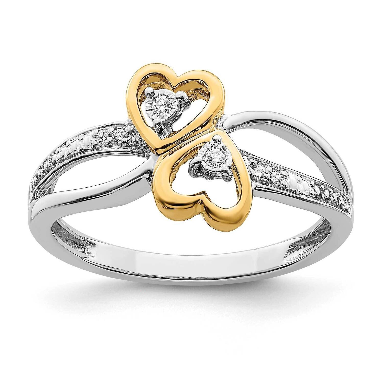 Double Heart Diamond Ring 14k Two-Tone Gold Polished RM8420-004-YWA, MPN: RM8420-004-YWA,