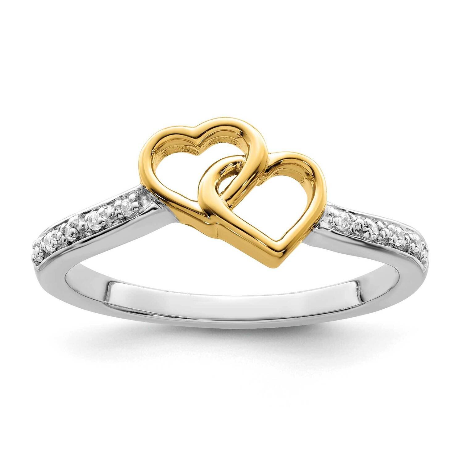 Double Heart Diamond Ring 14k Two-Tone Gold Polished RM8427-005-YWA