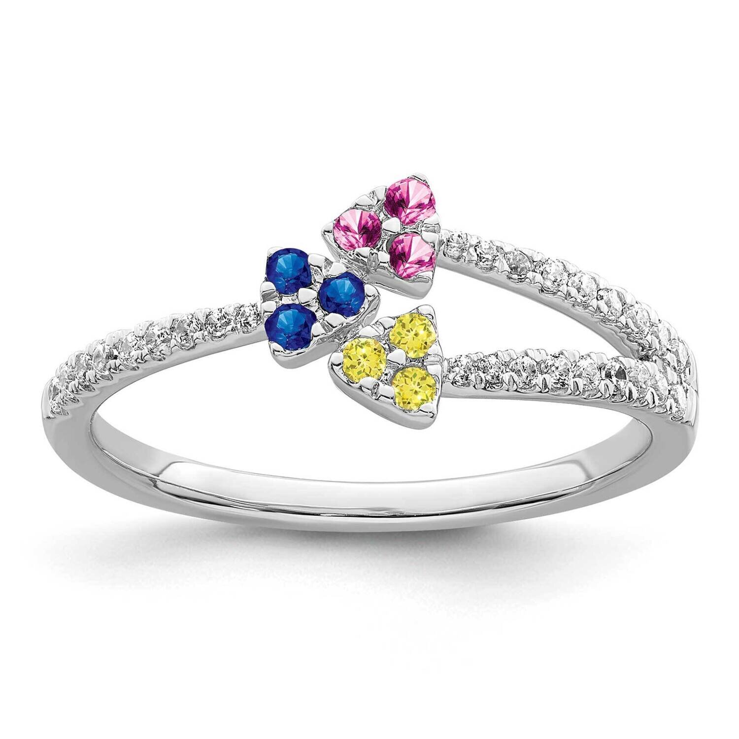 Pink Blue Yellow Sapphire &amp; Diamond Ring 14k White Gold Polished RM8431-RB-016-WA, MPN: RM8431-RB-0…