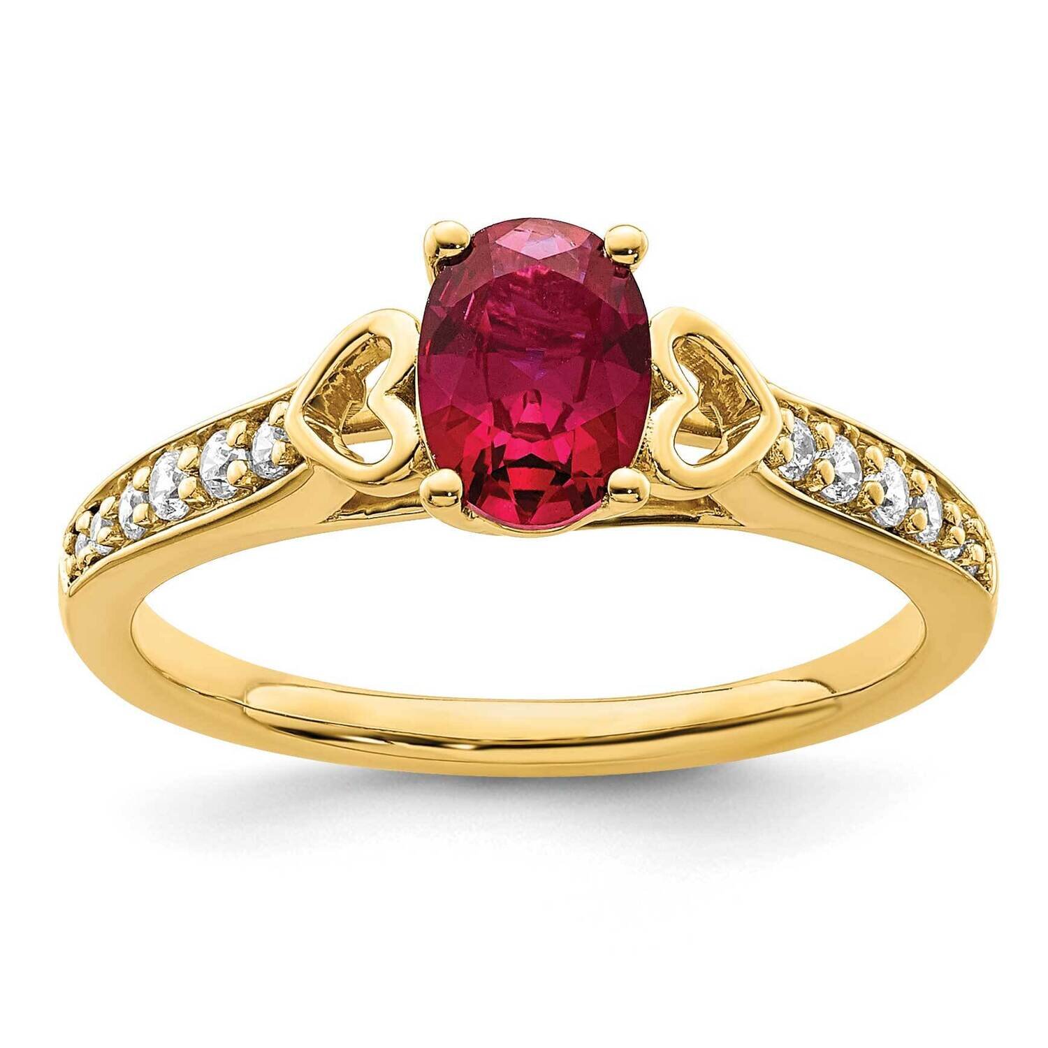 Side Hearts Ruby and Diamond Ring 14k Gold Polished RM8432-RU-100-YA