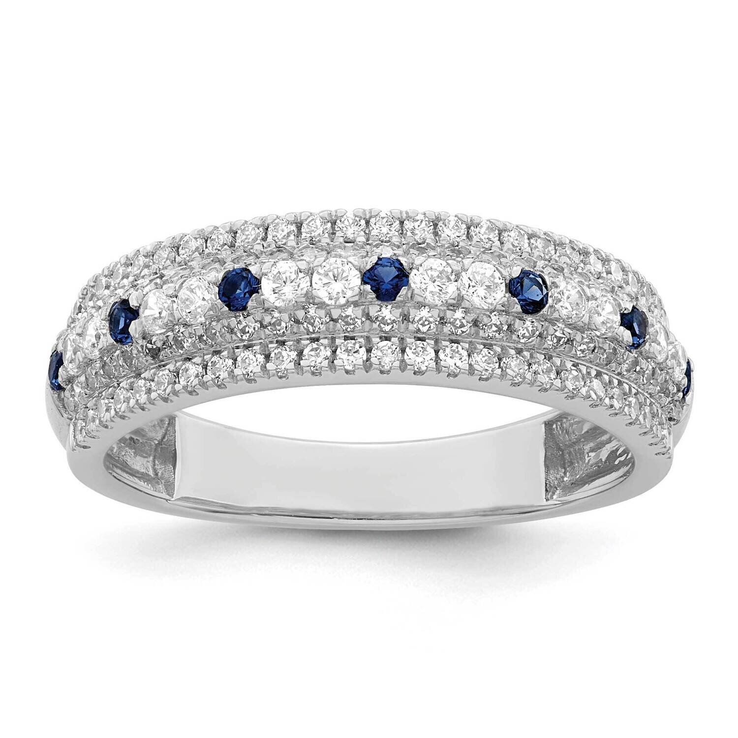Blue Sapphire and Diamond Ring 14k White Gold Polished RM8451-SA-068-WA