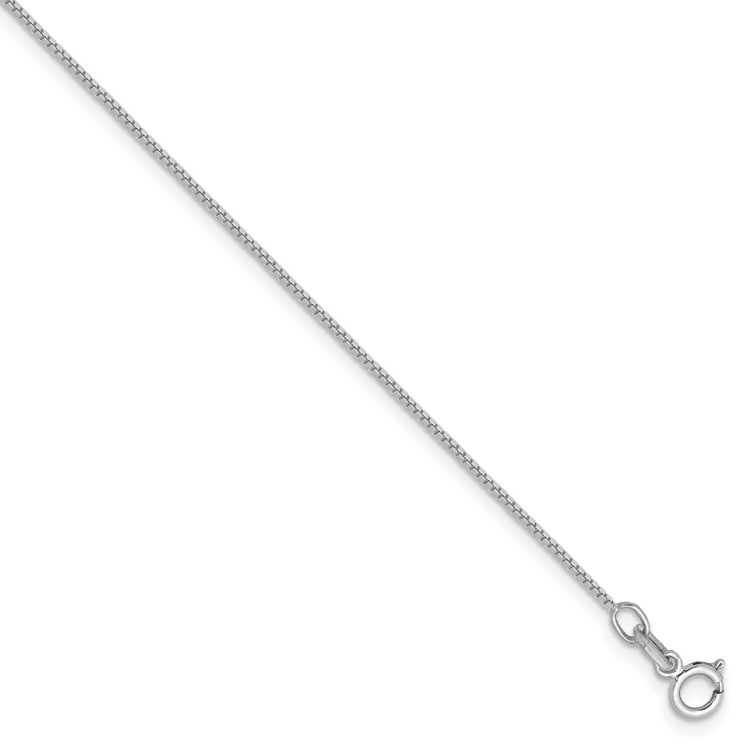 .7mm Box with Spring Ring Clasp Chain Anklet 10 Inch 14k White Gold WLB050-7