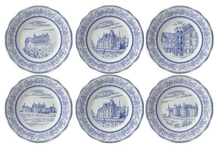 Gien Assiettes a Themes Chateaux De La Loire Dessert Plates Assorted Chateaux De La Loire 1598B6AA48
