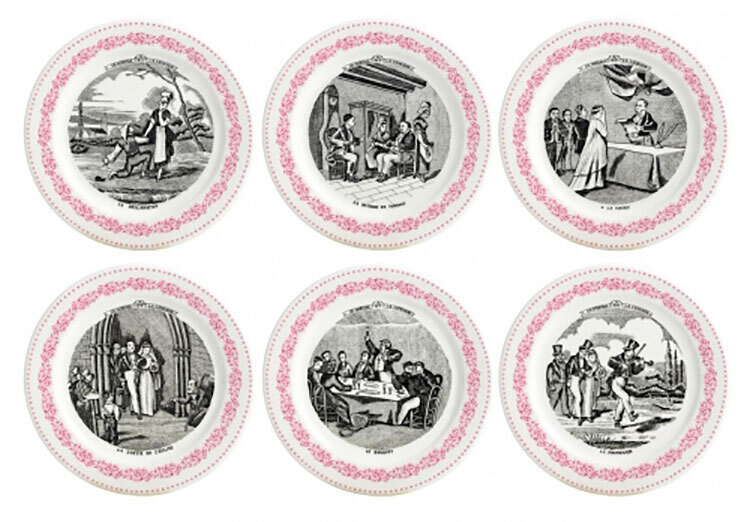 Gien Assiettes a Themes Mariage Rose Coasters Assorted Mariage a La Campagne 1798C6RB20