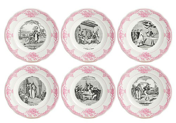 Gien Assiettes a Themes Mariage Rose Dessert Plates Assorted Mariage a La Campagne 1798B6AR48