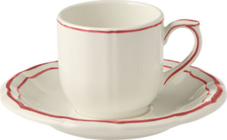 Gien Filet Coral Espresso Cups & Saucers 18392PTC26