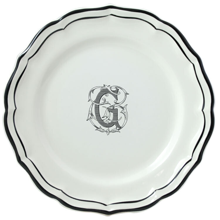 Gien Filet Midnight Monogram Dinner Plate A 2029AEXA22