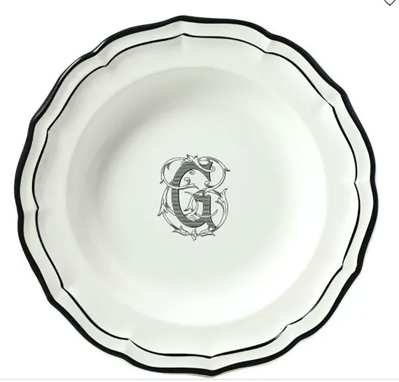 Gien Filet Midnight Monogram Canape Plate A 2029ALUA22, MPN: 2029ALUA22, 840769002361