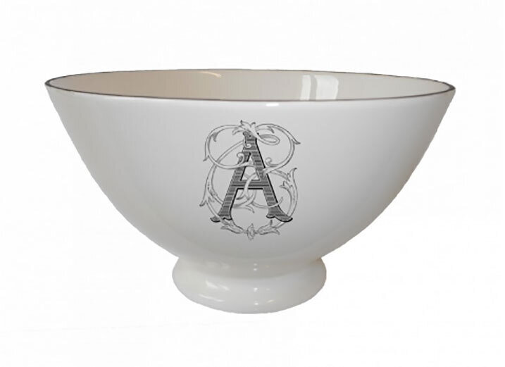 Gien Filet Midnight Monogram Bowl Large O 2029C01O80