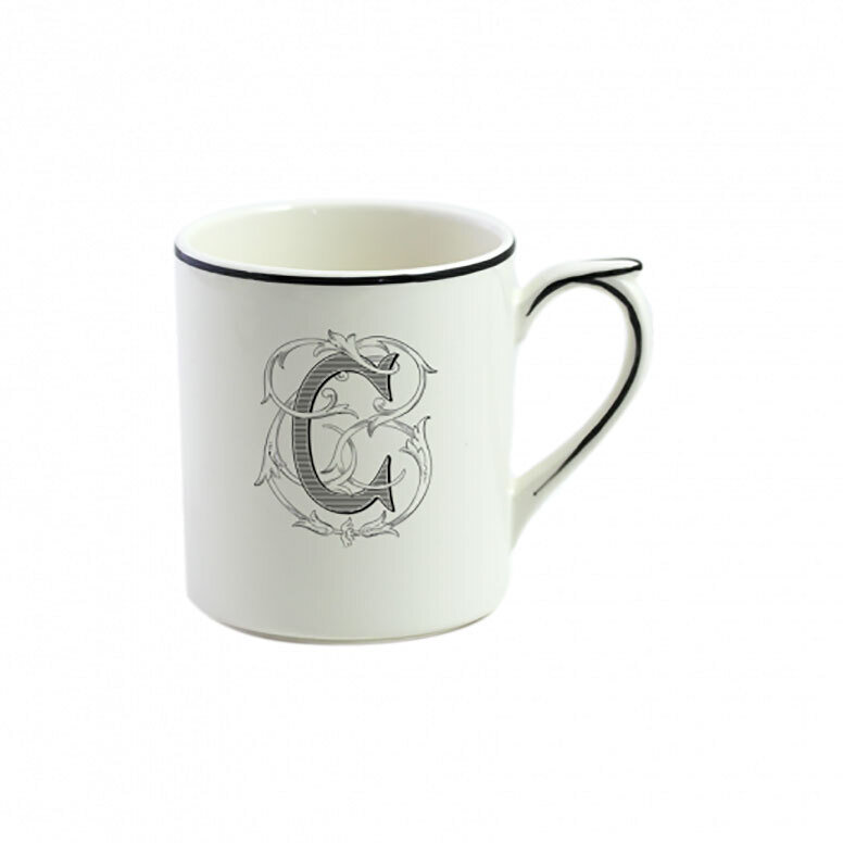 Gien Filet Midnight Monogram Mug B 2029CMFB48, MPN: 2029CMFB48, 840769092263