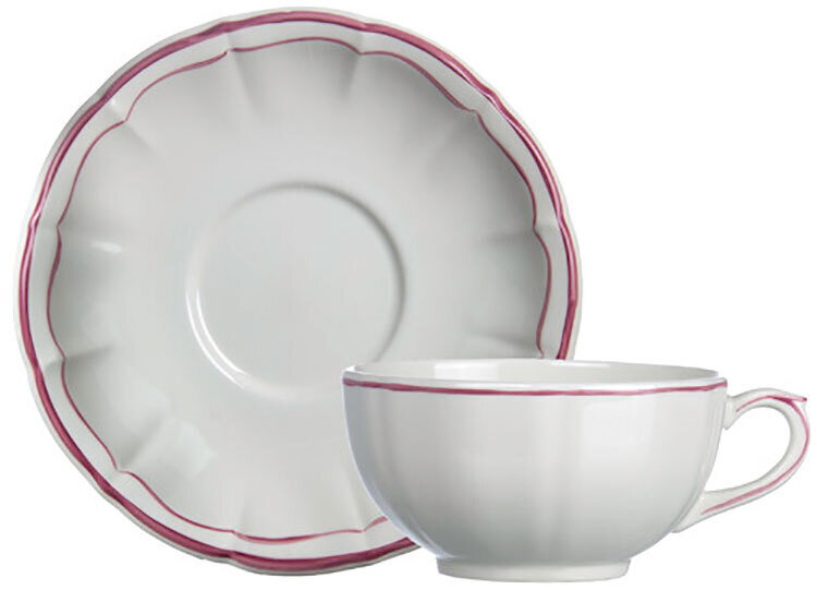 Gien Filet Pivoine Breakfast Cups &amp; Saucers 18312PTA26, MPN: 18312PTA26, 840769089348