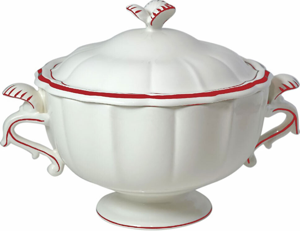 Gien Filet Rouge Soup Tureen 1830CSOU22, MPN: 1830CSOU22, 840769033525