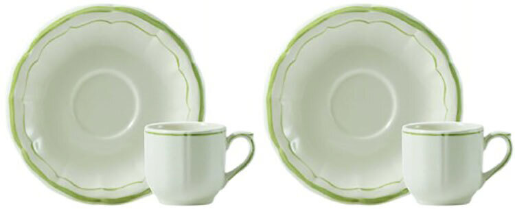 Gien Filet Vert Espresso Cups &amp; Saucers 16452PTC26, MPN: 16452PTC26, 840769028927