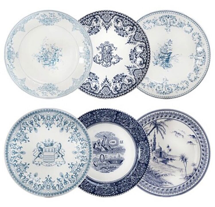 Gien Les Depareillees Blue Dinner Plates Assorted 1849B6AM26