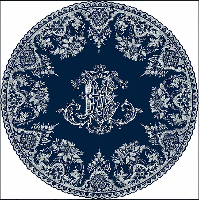 Gien Les Depareillees Blue Dessert Plate Monogramme 1849ADE226, MPN: 1849ADE226, 3660838011448