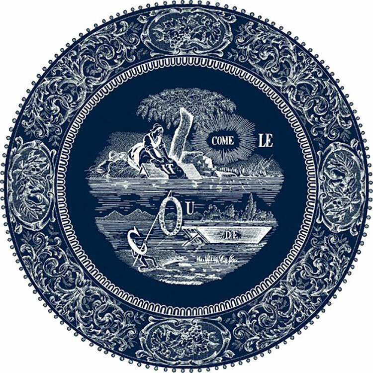 Gien Les Depareillees Blue Dessert Plate Rebus 1849ADE550, MPN: 1849ADE550, 3660838011479
