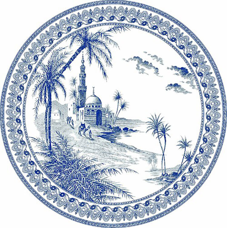 Gien Les Depareillees Blue Dessert Plate Vue D&#39;Orient 1849ADE650, MPN: 1849ADE650, 3660838011486