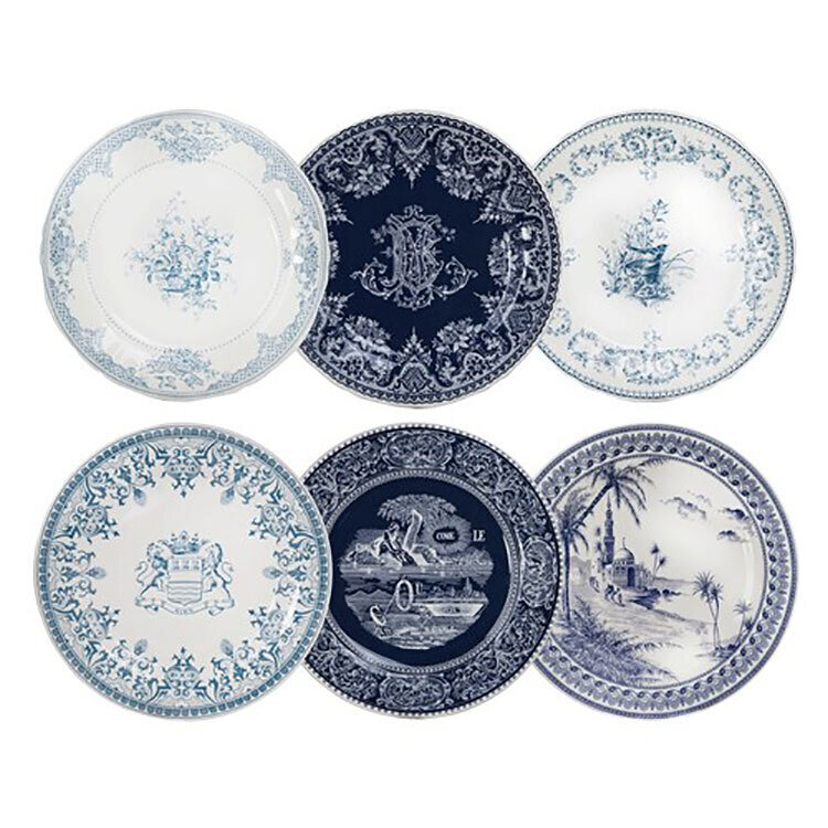 Gien Les Depareillees Blue Dessert Plates Assorted 1849B6AD26, MPN: 1849B6AD26, 3660838011424