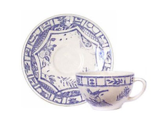 Gien Oiseau Bleu Tea Cups & Saucers 12902PTH01