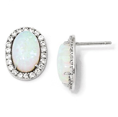 Cheryl M Opal Post Earrings Sterling Silver Cubic Zirconia QCM1000, MPN: QCM1000, 883957432458