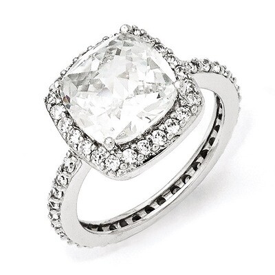 Cheryl M Square Ring Sterling Silver Rose-cut Cubic Zirconia QCM154, MPN: QCM154, 191101185076
