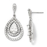 Cheryl M Pear Cubic Zirconia Dangle Post Earrings Sterling Silver QCM170, MPN: QCM170, 886774011950