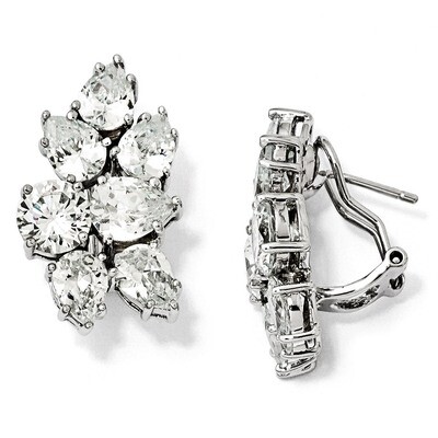 Cheryl M Fancy Omega Back Earrings Sterling Silver Cubic Zirconia QCM100, MPN: QCM100, 886774011929