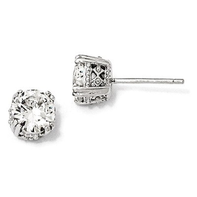 Cheryl M 6.5mm Cubic Zirconia Stud Earrings Sterling Silver QCM237, MPN: QCM237, 886774671949