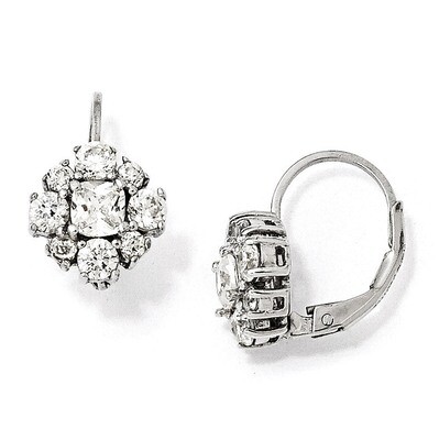 Cheryl M Leverback Earrings Sterling Silver Cubic Zirconia QCM119, MPN: QCM119, 886774011684