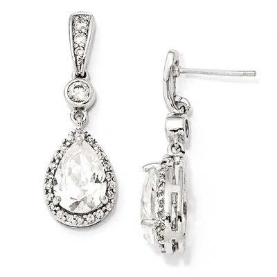 Cheryl M Pear Cubic Zirconia Dangle Post Earrings Sterling Silver QCM173, MPN: QCM173, 886774011967