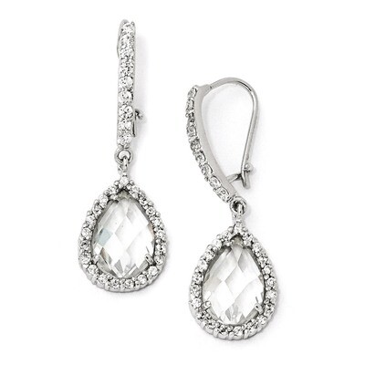 Cheryl M Checker-cut Cubic Zirconia Kidney Wire Earrings Sterling Silver QCM168, MPN: QCM168, 19110…